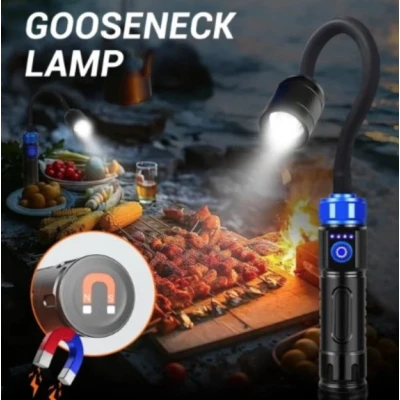 Lampa LED de lucru reincarcabila cu gat flexibil lumina reglabila magnetica acumulator 26650 si USB