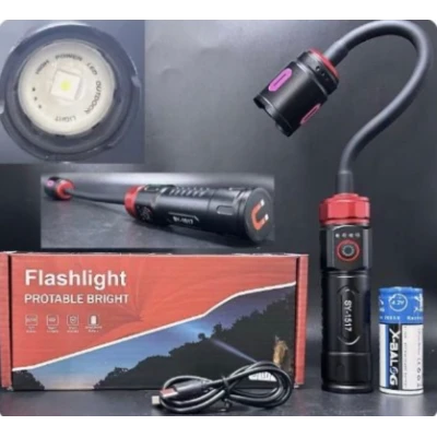 Lampa LED de lucru reincarcabila cu gat flexibil lumina reglabila magnetica acumulator 26650 si USB