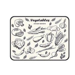 Covoras tip Scurgator vase 40x30cm alb cu model fund antiderapant pentru bucatarie