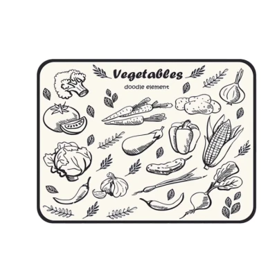 Covoras tip Scurgator vase 40x30cm alb cu model fund antiderapant pentru bucatarie