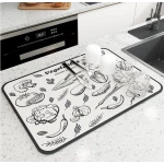 Covoras tip Scurgator vase 40x30cm alb cu model fund antiderapant pentru bucatarie