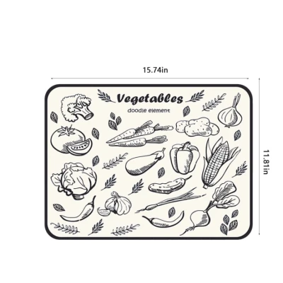 Covoras tip Scurgator vase 40x30cm alb cu model fund antiderapant pentru bucatarie