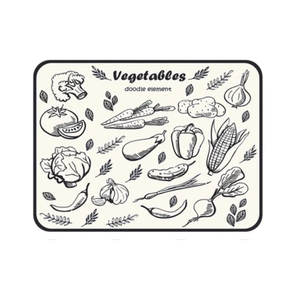 Covoras tip Scurgator vase 40x30cm alb cu model fund antiderapant pentru bucatarie