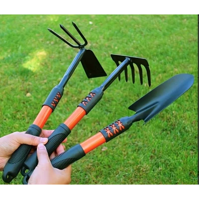 Set 3 ustensile pentru gradina lopatica grebla si cultivator maner ergonomic antiderapant