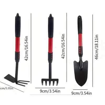 Set 3 ustensile pentru gradina lopatica grebla si cultivator maner ergonomic antiderapant