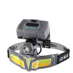 Lanterna frontala LED cu acumulatori reincarcabili si incarcare solara 11 moduri iluminare 2400mAh