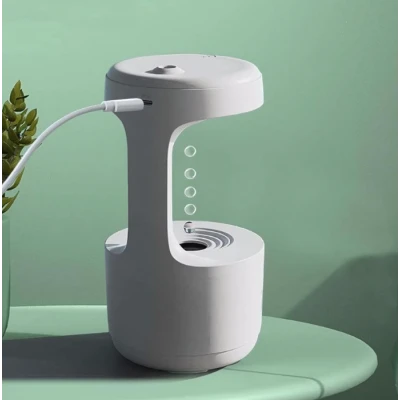 Umidificator si difuzor de aroma tehnologie Anti Gravity 600ml cu afisaj ora si lumina ambientala