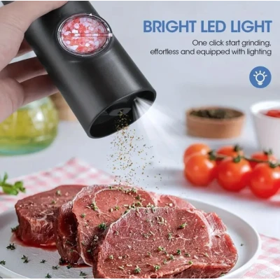 Rasnita electrica reincarcabila pentru sare piper diverse condimente USB indicator LED reglaj granulatie