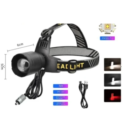 Lanterna frontala LED YM T102 cu zoom profesionala lumina alba/rosie si incarcare USB
