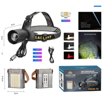 Lanterna frontala LED YM T102 cu zoom profesionala lumina alba/rosie si incarcare USB