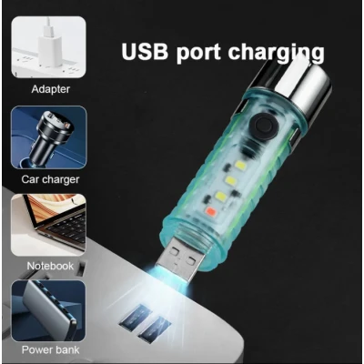 Mini Lanterna LED multifunctionala CB 023 cu design transparent si incarcare USB