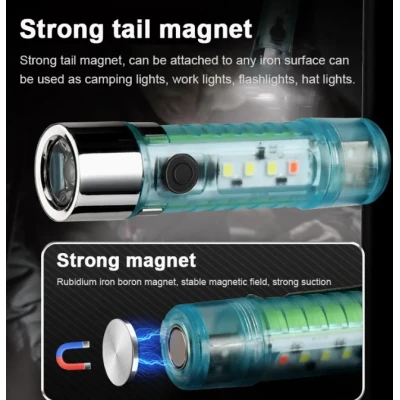 Mini Lanterna LED multifunctionala CB 023 cu design transparent si incarcare USB