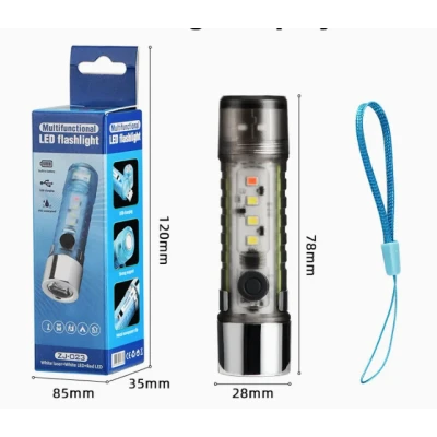Mini Lanterna LED multifunctionala CB 023 cu design transparent si incarcare USB