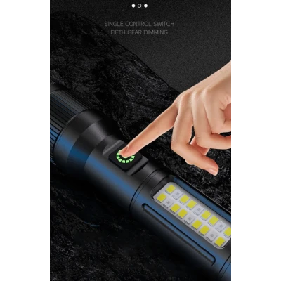 Lanterna multifunctionala LED CB 503A TG cu panou lateral COB si incarcare USB
