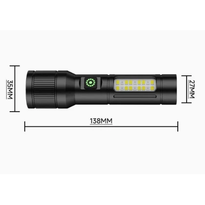 Lanterna multifunctionala LED CB 503A TG cu panou lateral COB si incarcare USB