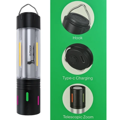 Lanterna de mana CB 801 TG LED 3 in 1 pentru camping urgente reincarcabila prin USB