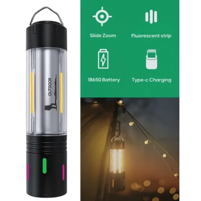 Lanterna de mana CB 801 TG LED 3 in 1 pentru camping urgente reincarcabila prin USB