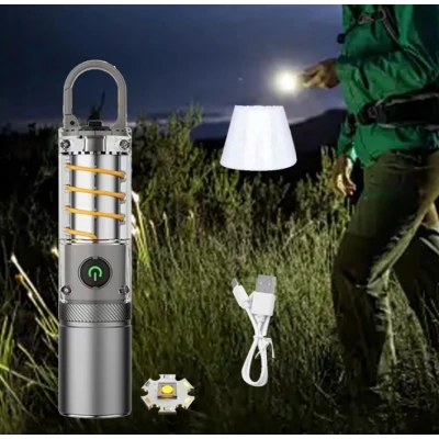 Lanterna LED portabila CB 936 TG telescopica 5 moduri incarcare USB si capac pentru lumina