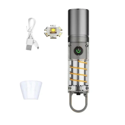 Lanterna LED portabila CB 936 TG telescopica 5 moduri incarcare USB si capac pentru lumina