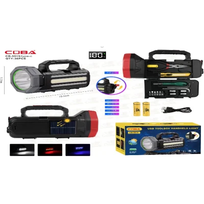 Lanterna multifunctionala CB 5515 tip trusa scule cu LED puternic COB si incarcare USB C