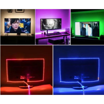 Kit Banda Led RGB Pentru Tv cu conectare USB lungime 5M telecomanda inclusa
