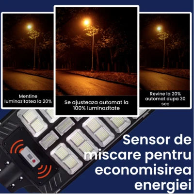 Lampa solara stradala LED 1000W cu 15 casete senzor miscare telecomanda IP67 YH25