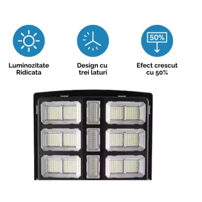 Lampa solara stradala LED 1000W cu 15 casete senzor miscare telecomanda IP67 YH25