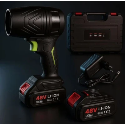 Suflanta aer portabila fara fir 48V cu 2 acumulatori NEAGRA