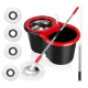 Set mop rotativ si galeata cu sistem de stoarcere maner reglabil din otel Inoxidabil cu 5 rezerve