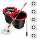 Set mop rotativ si galeata cu sistem de stoarcere maner reglabil din otel Inoxidabil cu 5 rezerve