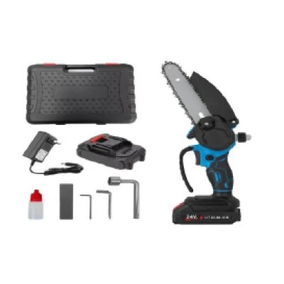 Mini fierastrau electric 6 inch lama utila cu 1 acumulator 48V rezervor ulei pentru lubrifiere 2 lanturi