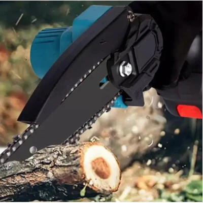 Mini fierastrau electric 6 inch lama utila cu 1 acumulator 48V rezervor ulei pentru lubrifiere 2 lanturi