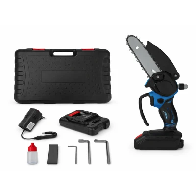 Mini fierastrau electric 6 inch lama utila cu 1 acumulator 48V rezervor ulei pentru lubrifiere 2 lanturi