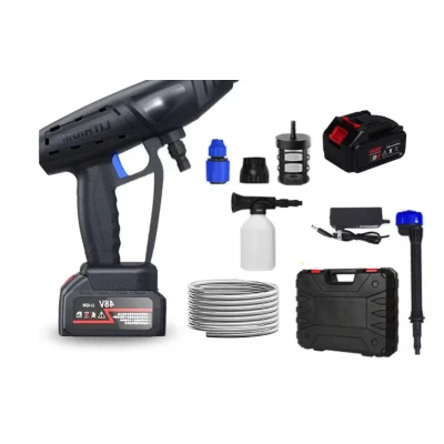 Aparat de spalat cu presiune portabil 300W de 70Bar tip 6 in 1 duza 1 baterie 1200mAh negru/albastru