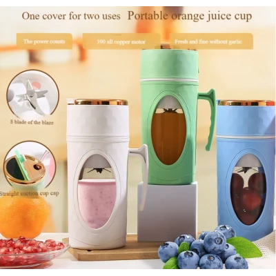 Blender portabil electric pentru smoothie 8 lame recipient tip cana cu capac si maner
