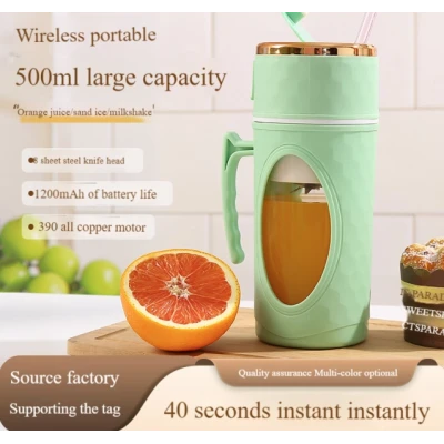 Blender portabil electric pentru smoothie 8 lame recipient tip cana cu capac si maner