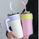 Cana cu maner si pai reutilizabil marime MEDIE design modern texturat