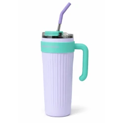 Cana cu maner si pai reutilizabil marime MEDIE design modern texturat