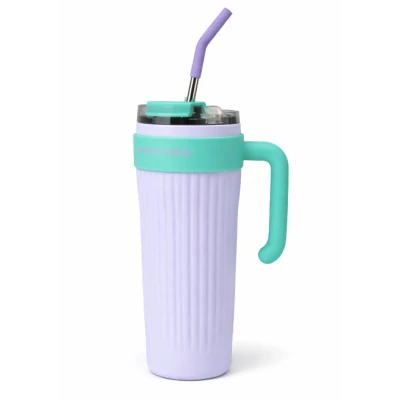 Cana cu maner si pai reutilizabil marime MEDIE design modern texturat