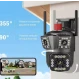 Camera de supraveghere tripla 4K WiFi Zoom 10x PTZ Detectare Umana Auto Tracking IP66