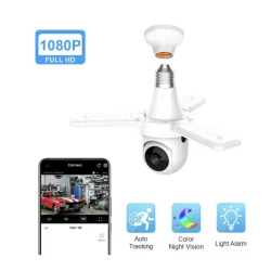 Camera supraveghere tip BEC cu 3 brate LED 3MP HD WiFi PTZ Montaj E27 Monitorizare Interioara pentru Locuinta
