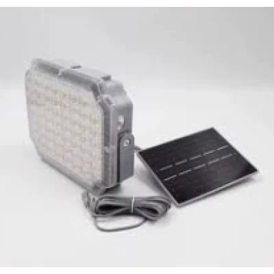 Proiector LED solar patrat cu panou fotovoltaic Extern GRI