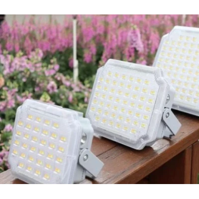 Proiector LED solar patrat cu panou fotovoltaic Extern GRI