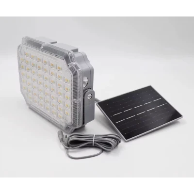 Proiector LED solar patrat cu panou fotovoltaic Extern GRI