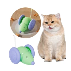 Jucarie automata soricel pentru pisici evita obstacolele miscari aleatorii Coada LED RGB