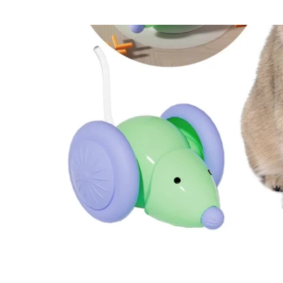Jucarie automata soricel pentru pisici evita obstacolele miscari aleatorii Coada LED RGB
