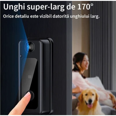 Sonerie video inteligenta bluetooth night vision infrarosu senzor IR interfon video HD 8MP comunicare bidirectional