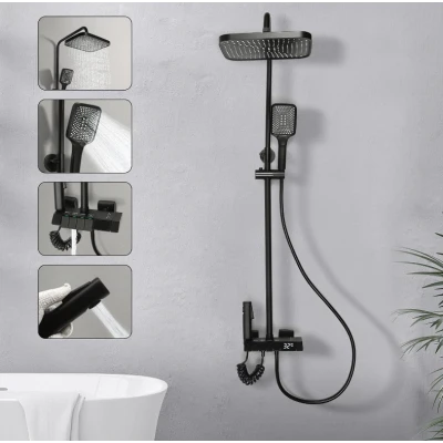 Coloana de dus panou de comanda din metal 21.5 cm iluminare LED si afisare temperatura apa