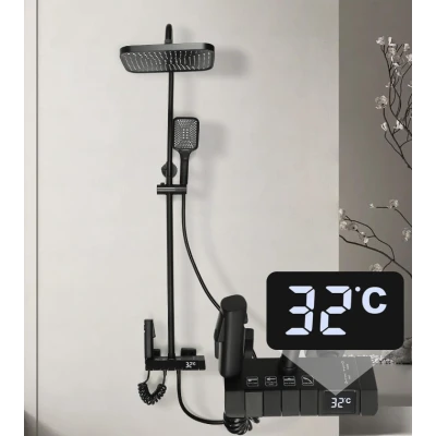 Coloana de dus panou de comanda din metal 21.5 cm iluminare LED si afisare temperatura apa