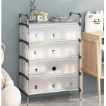 Comoda cu 4 sertare cadru metalic design modern organizator depozitare HY 7605
